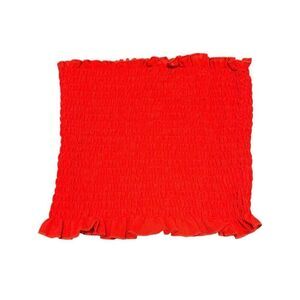 NWT SHE + SKY Red Smocked Crop Blouse S